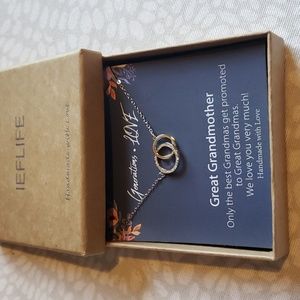 Grandma Double Circle Rhinestone Necklace